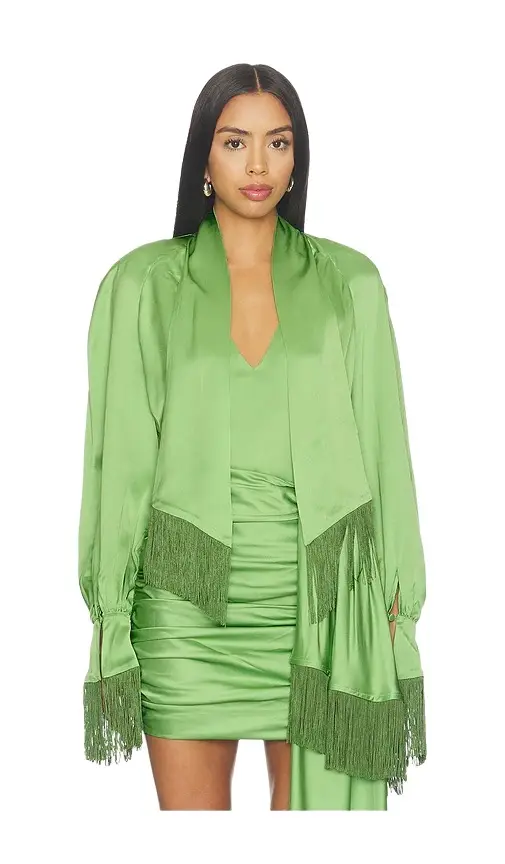 Rowen Rose Long Sleeve Fringe Top