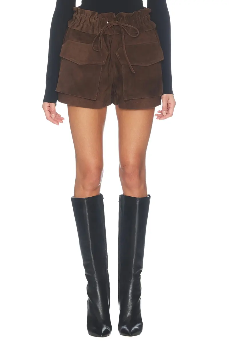 Lamb Leather Suede Pocket Mini Short Lamb Leather Suede Pocket Mini Short