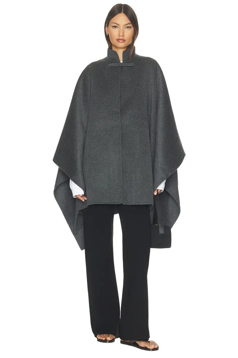 Double Faced Wool Pankou Closure Poncho