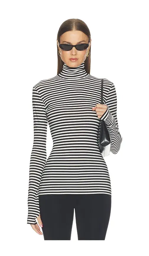 Norma Kamali Slim Fit Long Sleeve Turtleneck Top