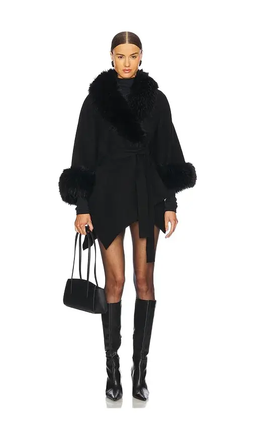 Alice + Olivia Alice + Olivia Joanne Sweater Coat With Faux Fur Trim