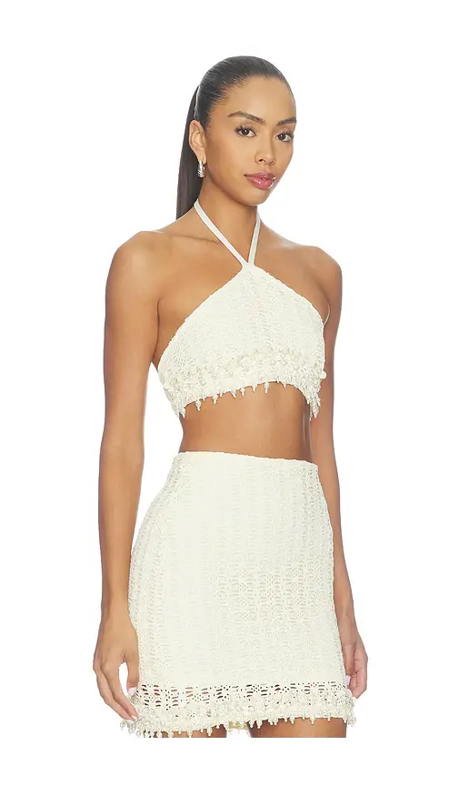 PatBo Twilight Mesh Halter Top Pearl Embroidery | Thumbnail 2