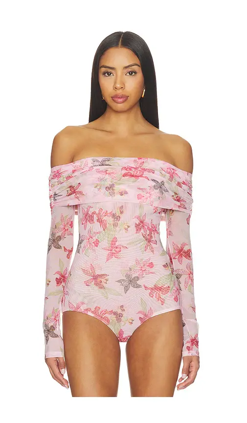 PatBo Orchid Bloom Tulle Bodysuit | Thumbnail 2