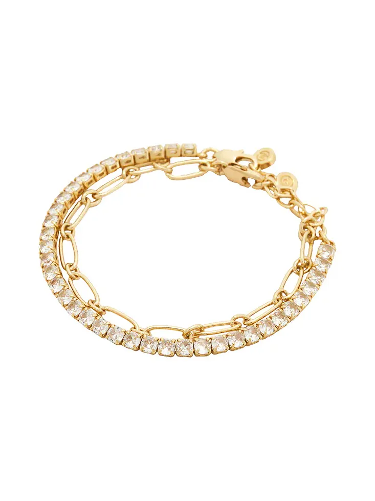 Crystal & Oval Chain Bracelet Set Crystal & Oval Chain Bracelet Set