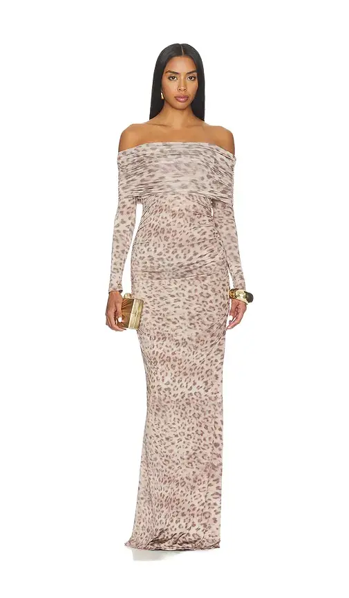 Lapointe Printed Jersey Off The Shoulder Gown
