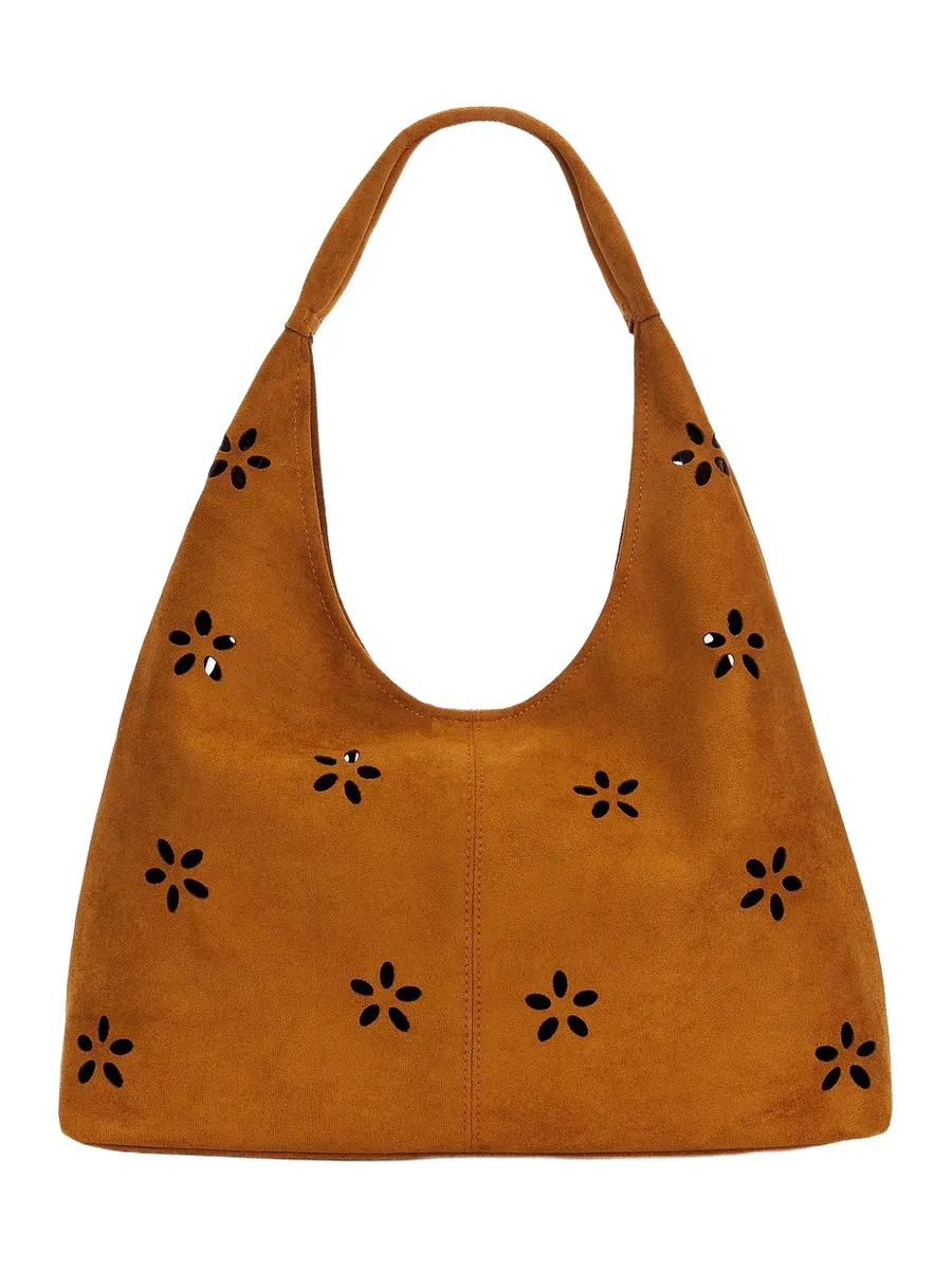 Suede Slouchy Hobo Shoulder Bag