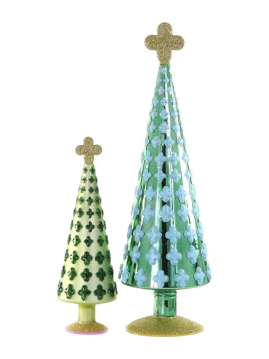 Cody Foster & Co Quatrefoil Tree Set Ornament Of 2