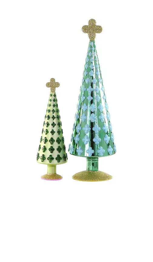 Cody Foster & Co Quatrefoil Tree Set Ornament Of 2