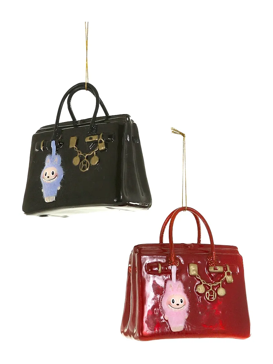 Cody Foster & Co Luxe Bag With Monster Ornament Set Of 2