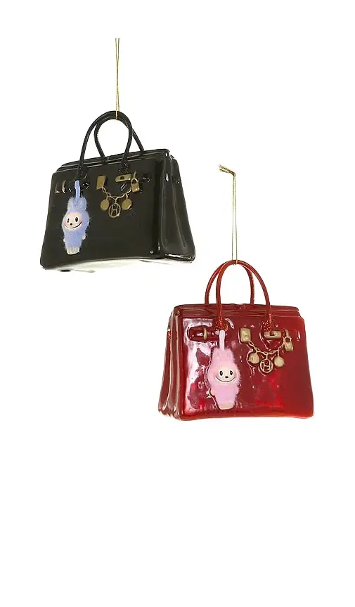 Cody Foster & Co Luxe Bag With Monster Ornament Set Of 2