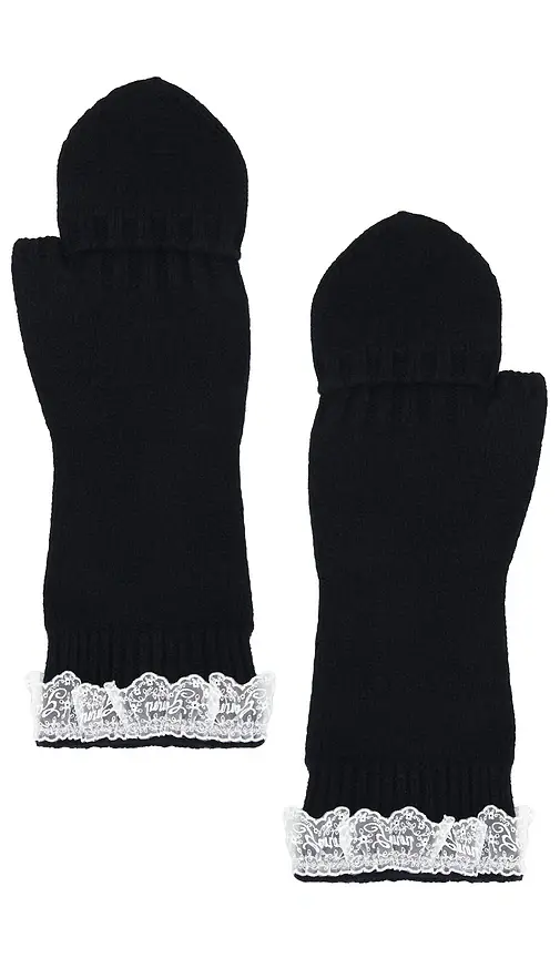 Ganni Compact Wool Lace Mittens | Thumbnail 2 Ganni Compact Wool Lace Mittens | Thumbnail 2