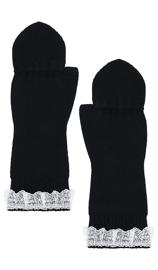 Ganni Compact Wool Lace Mittens
