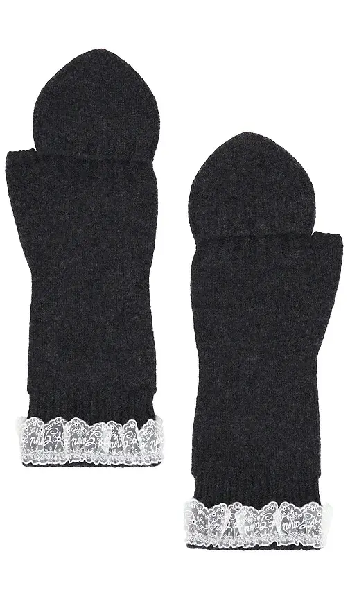 Ganni Compact Wool Lace Mittens | Thumbnail 2 Ganni Compact Wool Lace Mittens | Thumbnail 2