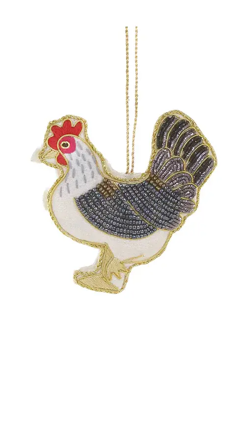 Cody Foster & Co Beaded Hen Ornament