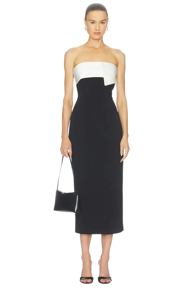 Elysia Satin Contrast Midi Dress