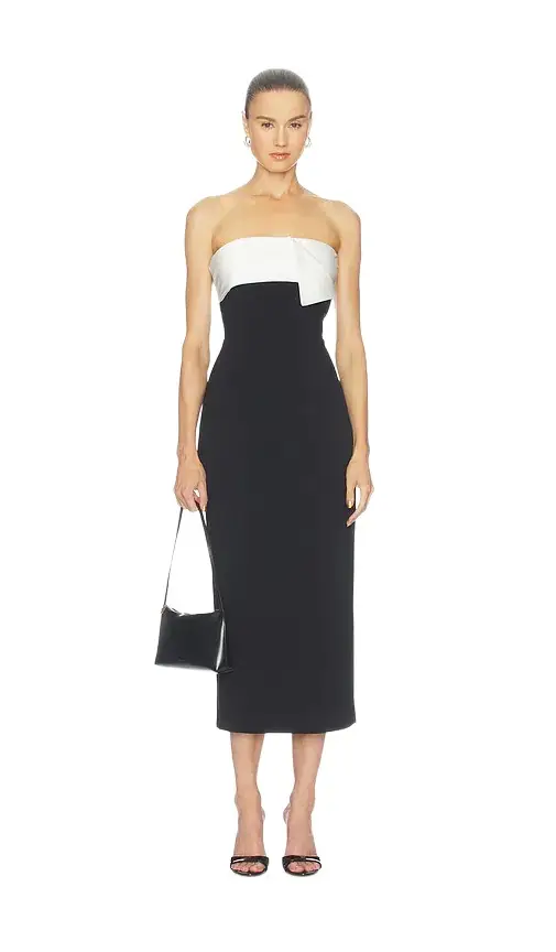 Elysia Satin Contrast Midi Dress Elysia Satin Contrast Midi Dress