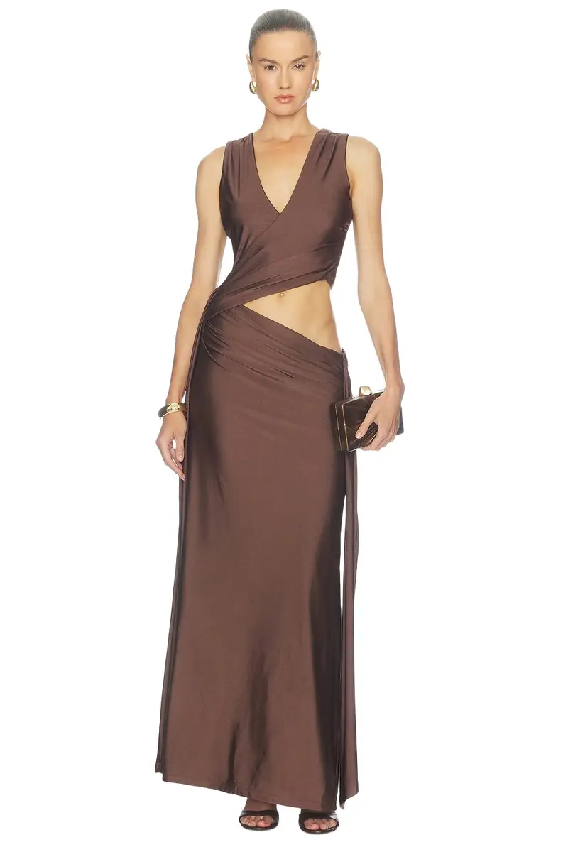 Runaway The Label Mazini Deep Plunge Maxi Dress