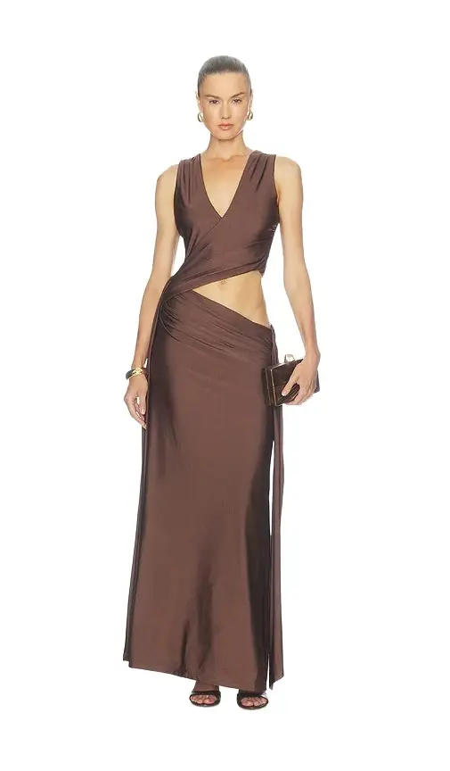 Runaway The Label Mazini Deep Plunge Maxi Dress