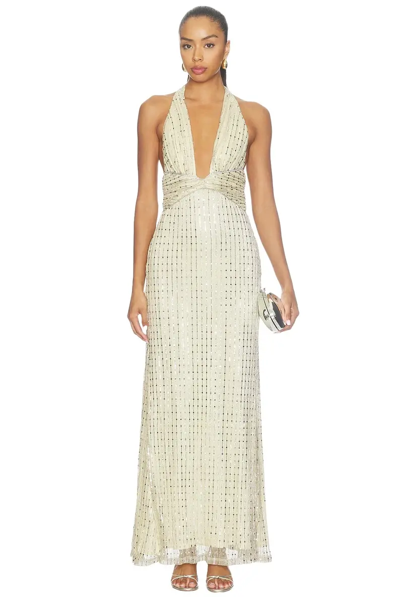 Runaway The Label Annette Plunge V-neck Maxi Dress