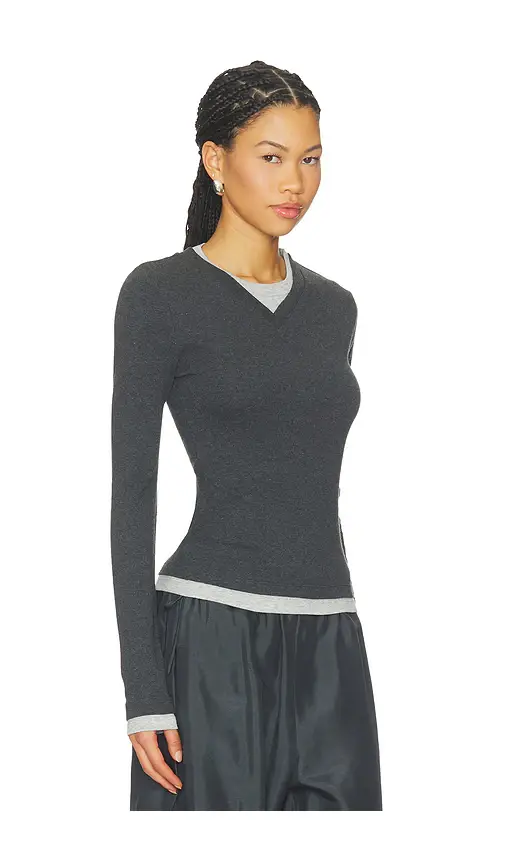 St. Agni Organic Cotton V Neck Long Sleeve Top | Thumbnail 2