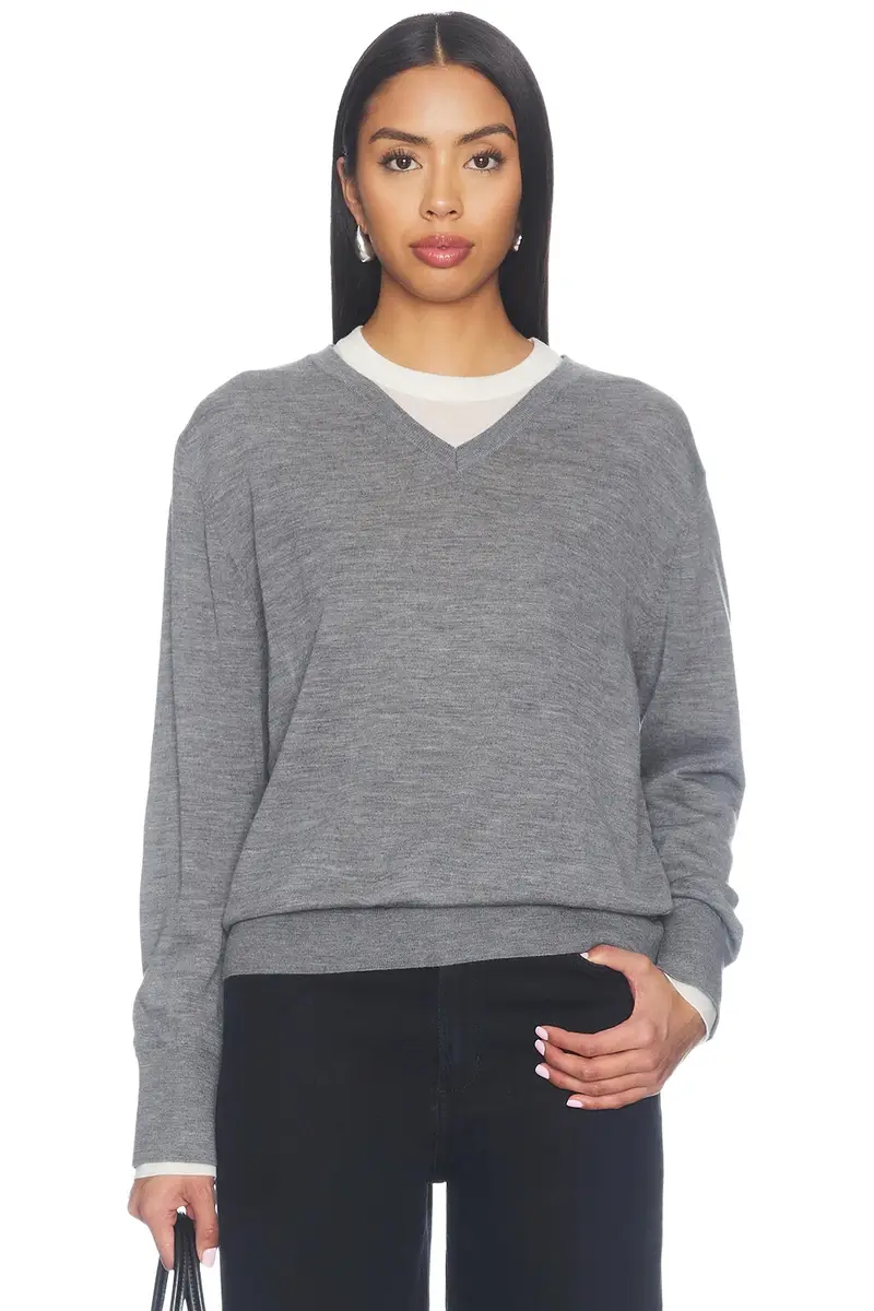 White + Warren Superfine Merino V Neck Top