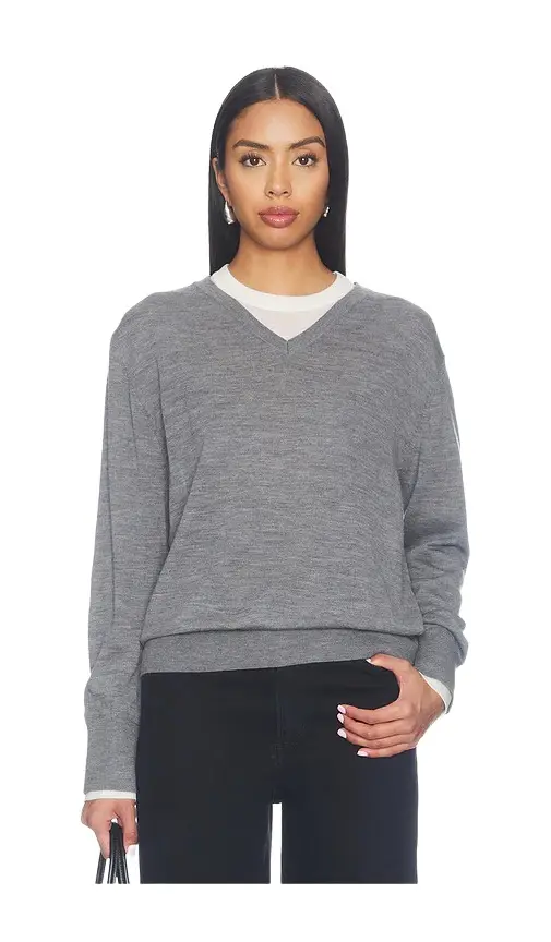 White + Warren Superfine Merino V Neck Top