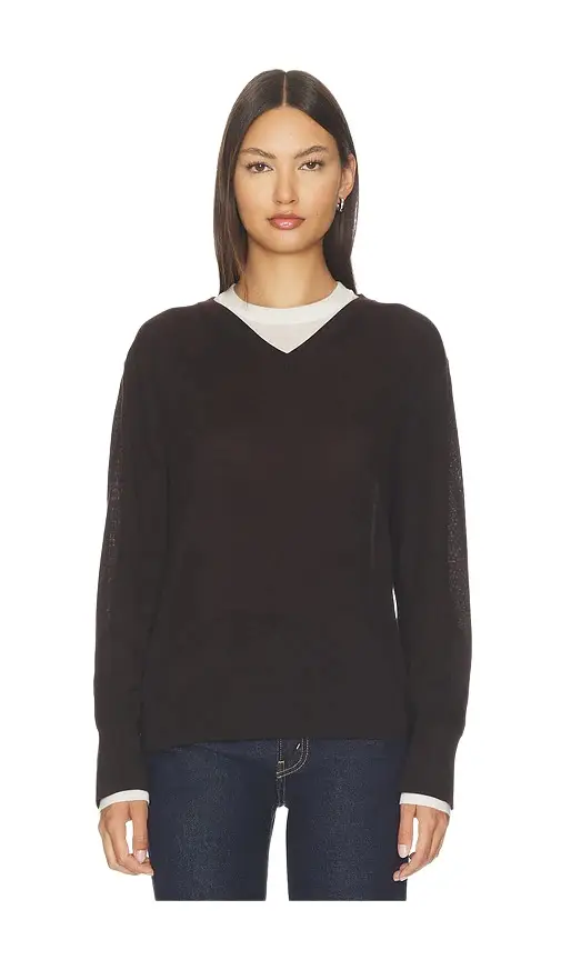 White + Warren Superfine Merino V Neck Top