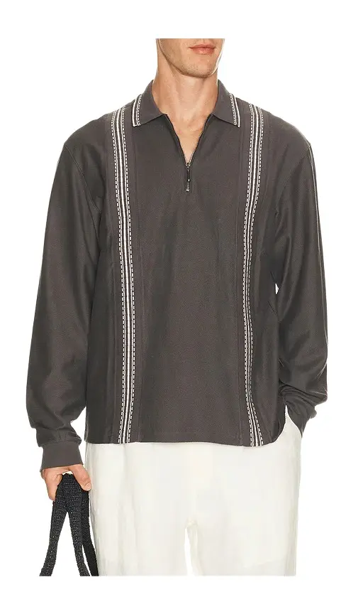 Palmes Panel Long Sleeve Zip Polo
