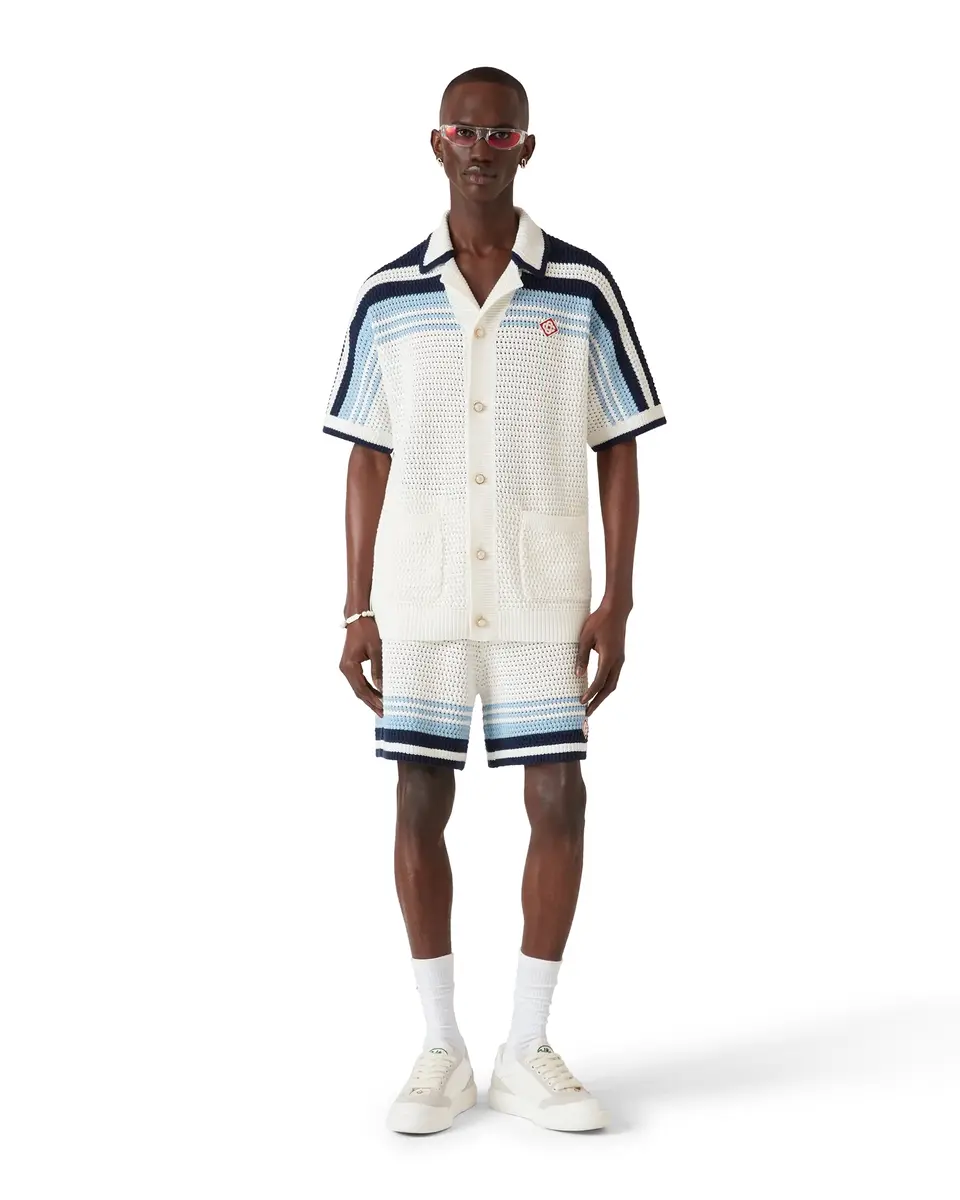 Casablanca Tennis Cotton Crochet Short Sleeve Shirt | Thumbnail 2