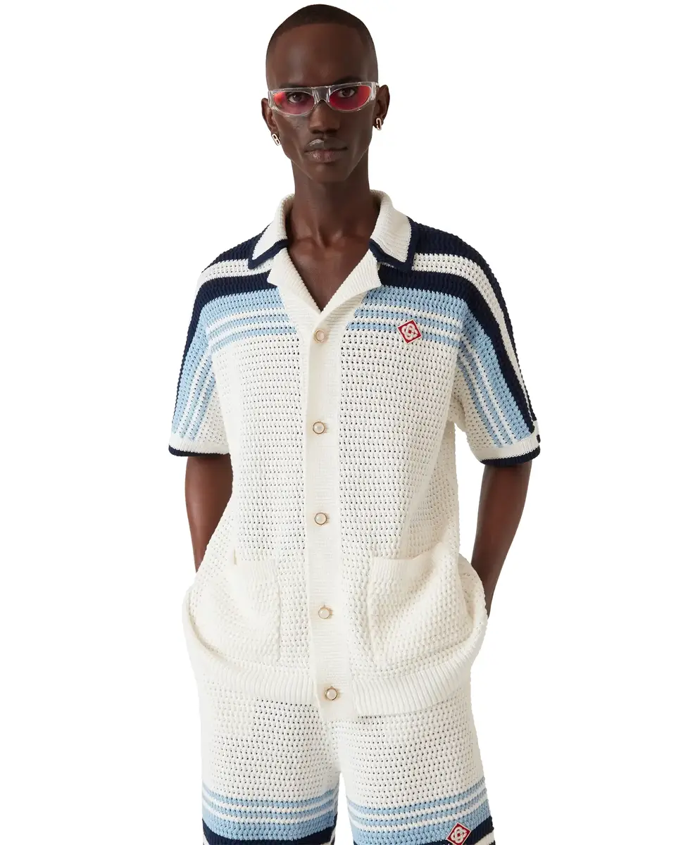 Casablanca Tennis Cotton Crochet Short Sleeve Shirt | Thumbnail 4