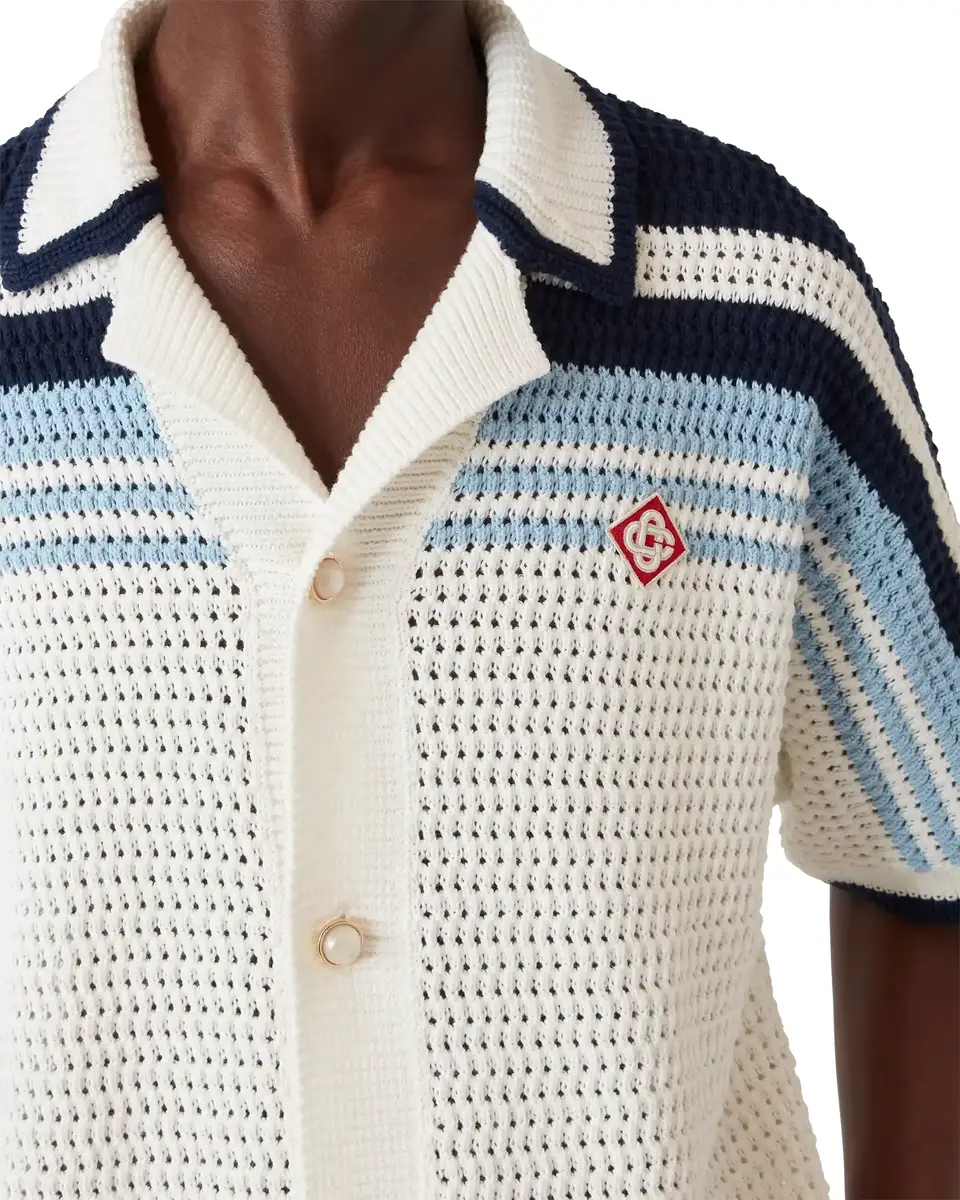 Casablanca Tennis Cotton Crochet Short Sleeve Shirt | Thumbnail 5