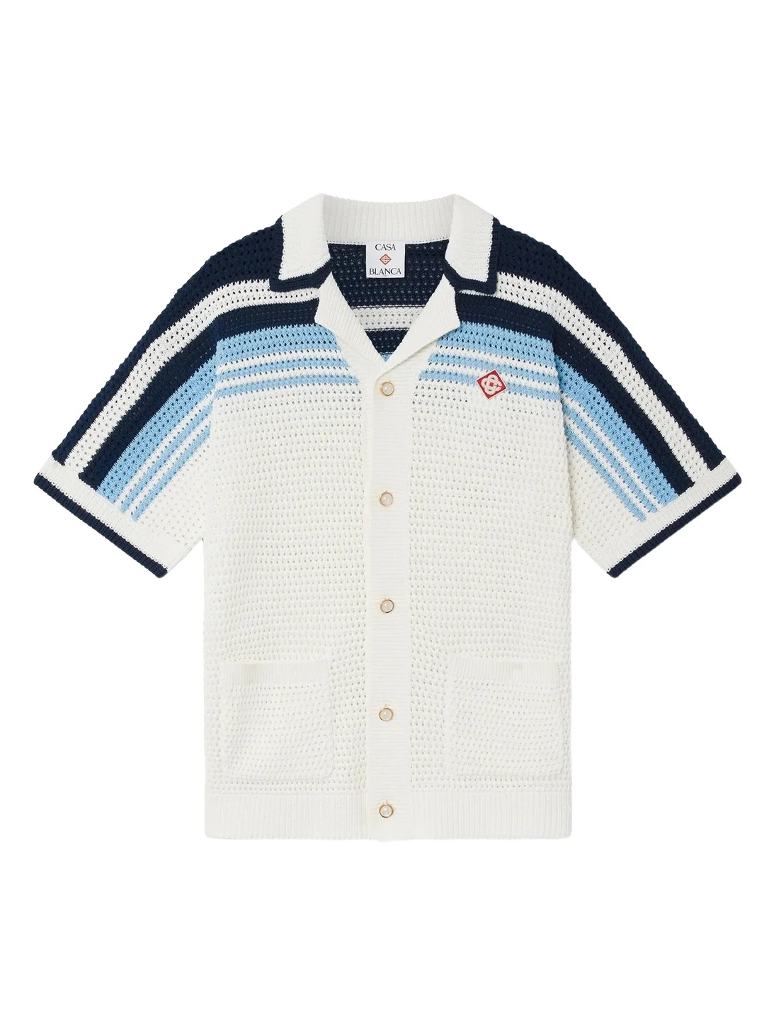 Casablanca Tennis Cotton Crochet Short Sleeve Shirt
