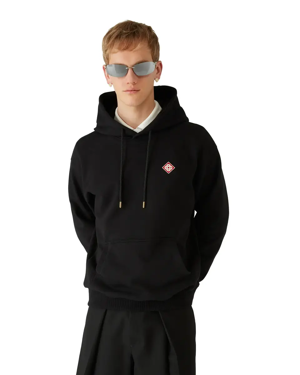 Casablanca Diamond Logo Hooded Sweatshirt in Black | Thumbnail 4 Casablanca Diamond Logo Hooded Sweatshirt in Black | Thumbnail 4