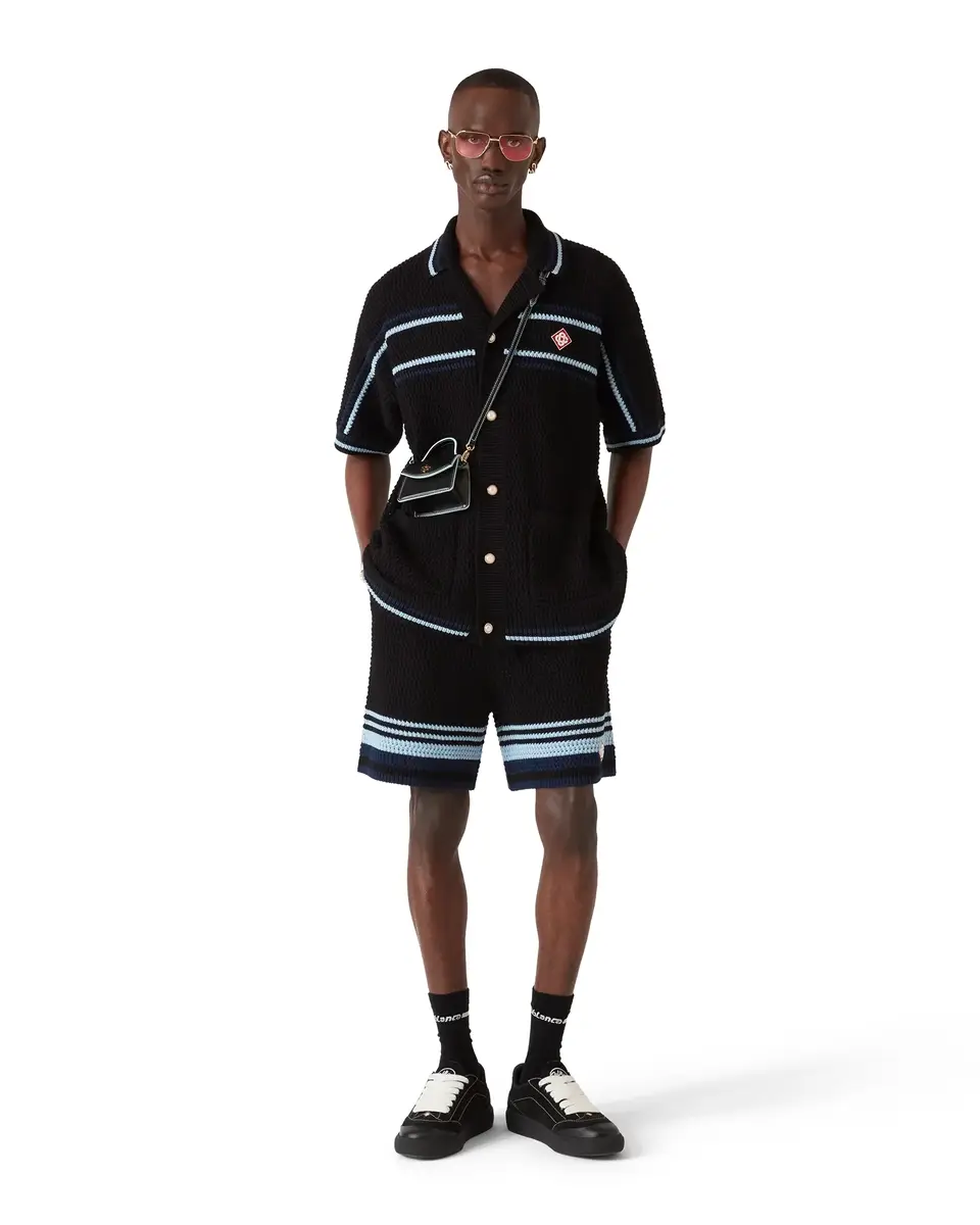Casablanca Tennis Cotton Crochet Short Sleeve Shirt | Thumbnail 2 Casablanca Tennis Cotton Crochet Short Sleeve Shirt | Thumbnail 2