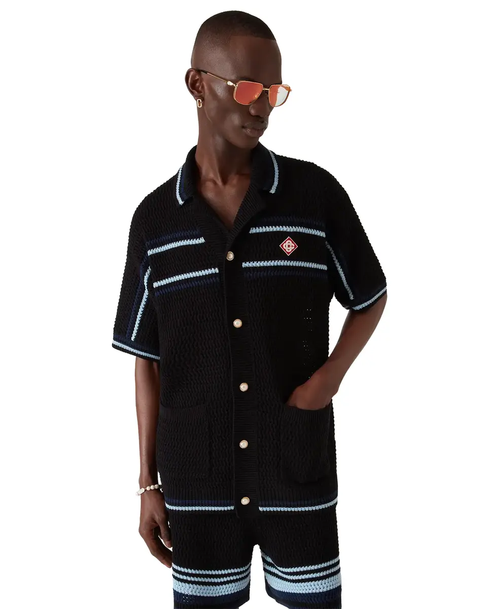 Casablanca Tennis Cotton Crochet Short Sleeve Shirt | Thumbnail 4 Casablanca Tennis Cotton Crochet Short Sleeve Shirt | Thumbnail 4