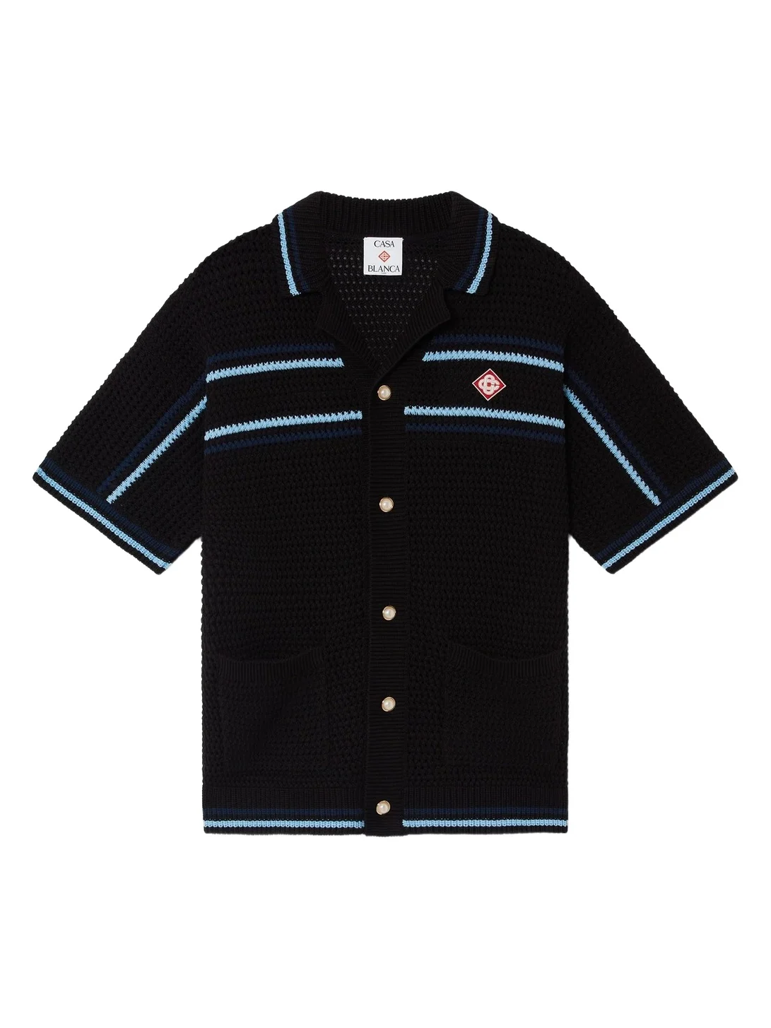 Casablanca Tennis Cotton Crochet Short Sleeve Shirt