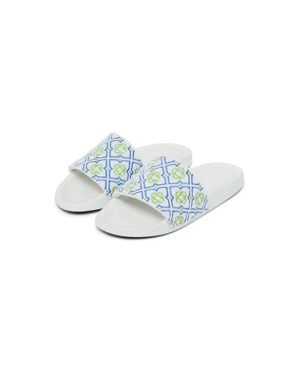 Casablanca White Monogram Pool Slides | Thumbnail 3