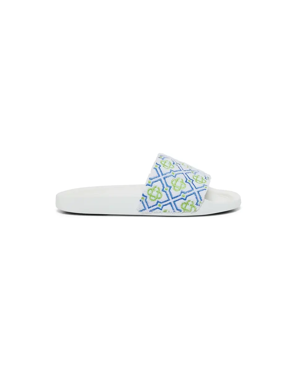 White Monogram Pool Slides White Monogram Pool Slides