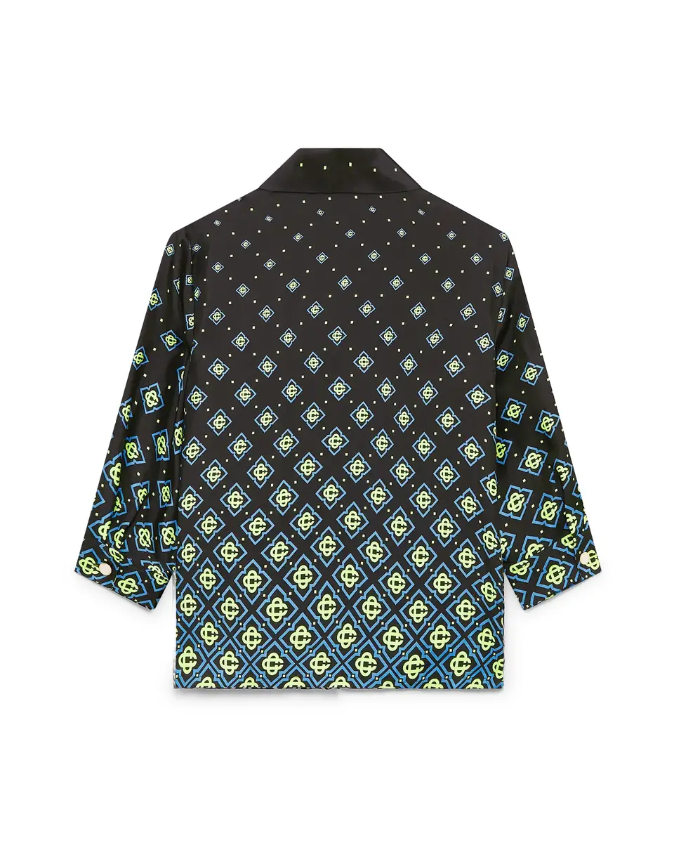 Casablanca Degrade Monogram Long Sleeve Silk Shirt in Black | Thumbnail 6 Casablanca Degrade Monogram Long Sleeve Silk Shirt in Black | Thumbnail 6