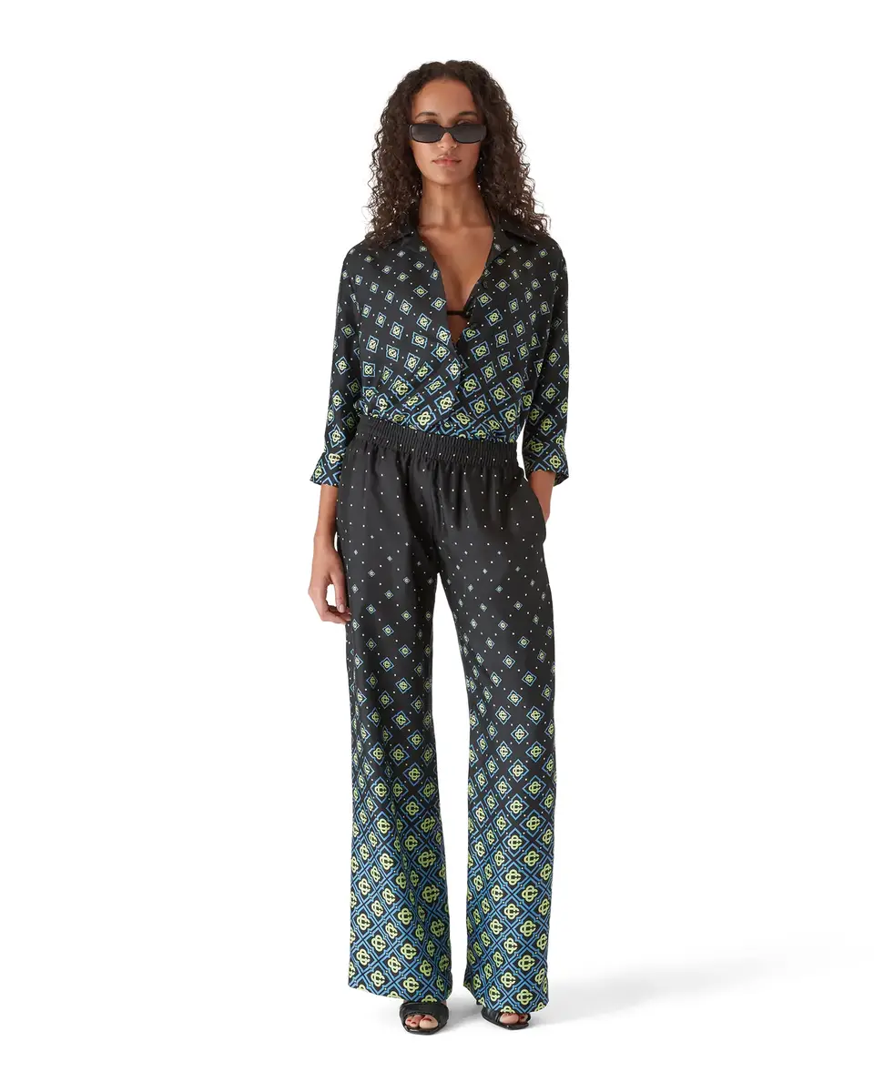 Casablanca Degrade Monogram Silk Trousers in Black | Thumbnail 2 Casablanca Degrade Monogram Silk Trousers in Black | Thumbnail 2