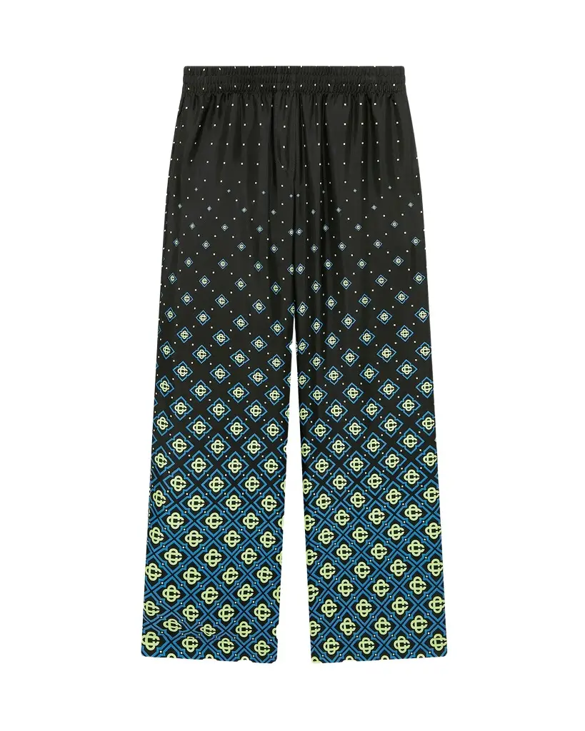 Degrade Monogram Silk Trousers in Black Degrade Monogram Silk Trousers in Black