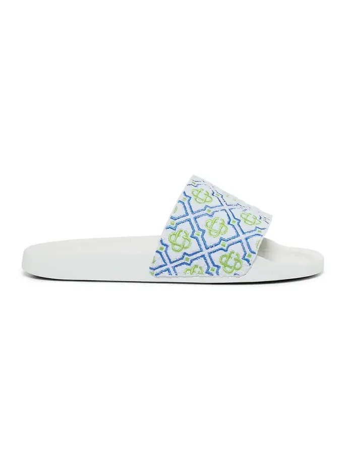 White Monogram Pool Slides