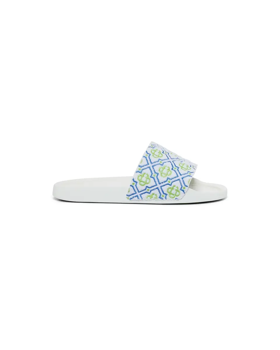 White Monogram Pool Slides White Monogram Pool Slides
