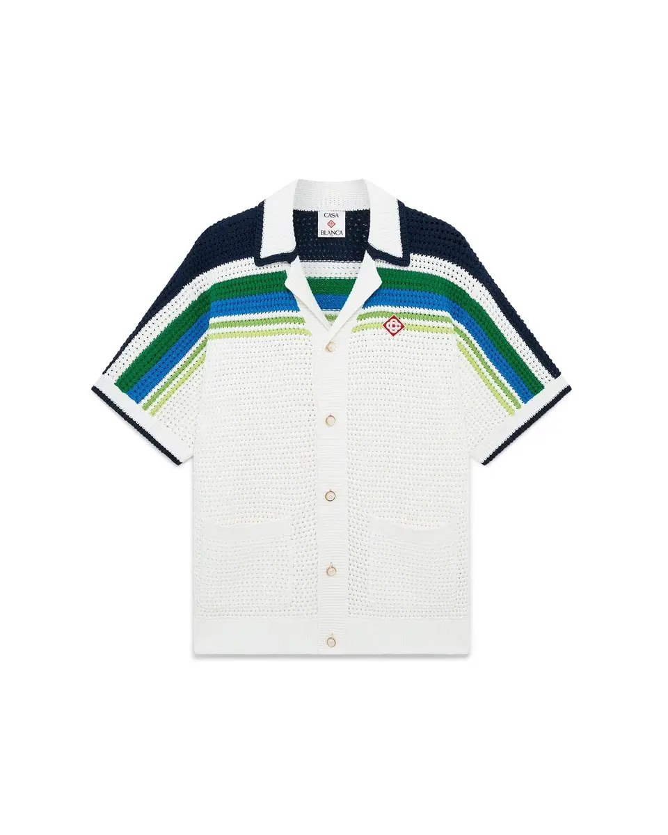 Stripe Short Sleeve Knitted Shirt Stripe Short Sleeve Knitted Shirt