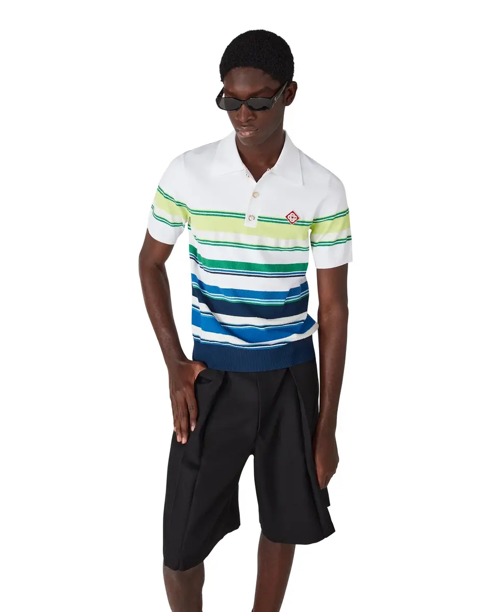 Casablanca Gradient Stripe Short Sleeve Polo Shirt | Thumbnail 4