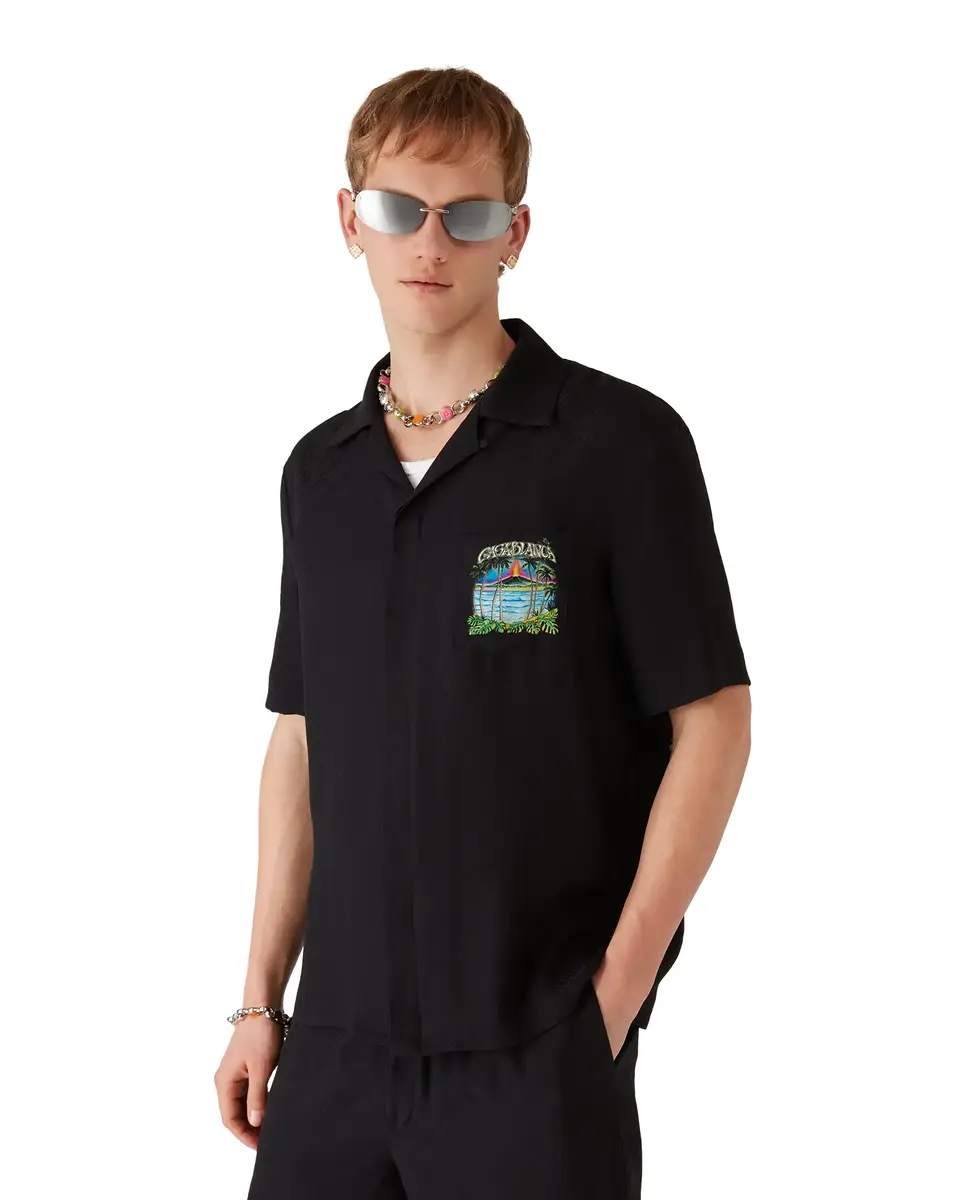 Casablanca Volcano Short Sleeve Jacquard Shirt | Thumbnail 4 Casablanca Volcano Short Sleeve Jacquard Shirt | Thumbnail 4
