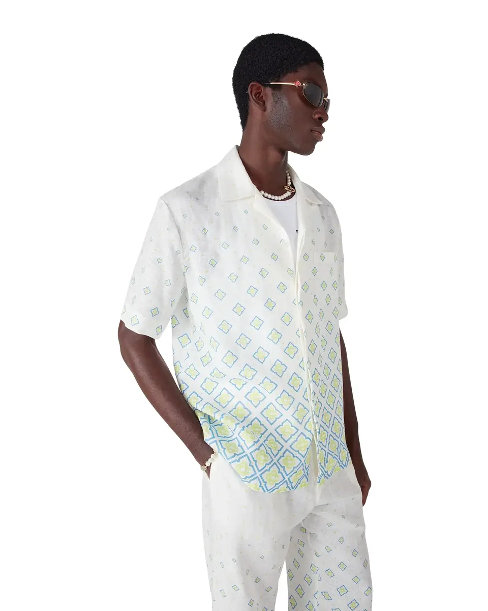 Casablanca Degrade Monogram Short Sleeve Linen Shirt | Thumbnail 4 Casablanca Degrade Monogram Short Sleeve Linen Shirt | Thumbnail 4