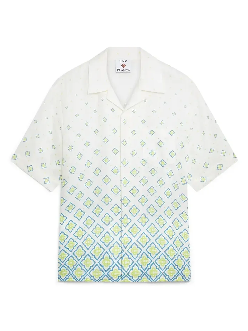 Casablanca Degrade Monogram Short Sleeve Linen Shirt