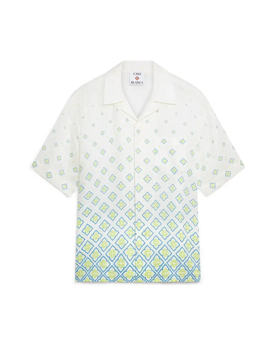Degrade Monogram Short Sleeve Linen Shirt