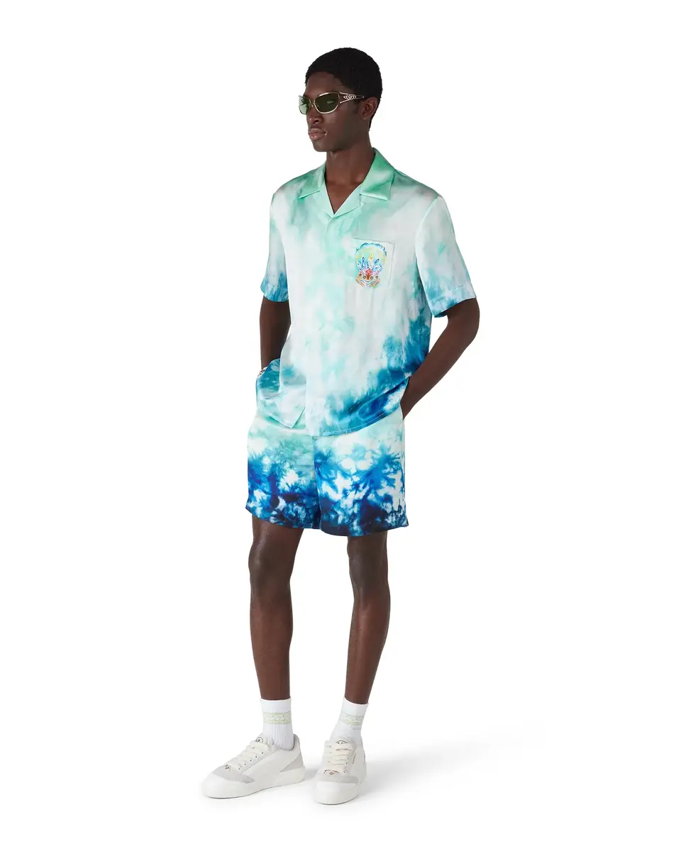 Casablanca Surf Lotus Short Sleeve Silk Shirt | Thumbnail 3 Casablanca Surf Lotus Short Sleeve Silk Shirt | Thumbnail 3